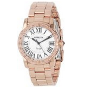 Invicta Women's 14375 Angel Silver Dial Diamond-Accented 18k Rose Gold Ion-Plated Stainless Steel Watch，$96.99 & FREE Shipping