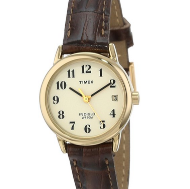 Timex Women's T20071 Easy Reader Brown Leather Strap Watch $12.14