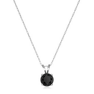 14k White Gold Black Diamond Solitaire Pendant Necklace (1 cttw) $136.99(54%off)