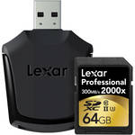 Lexar 64GB Professional 2000x UHS-II SDXC Memory Card with SD UHS-II Reader (U3, Class 10) B&H # LESD2000X64G MFR # LSD64GCRBNA2000R, only $99.95, free shipping