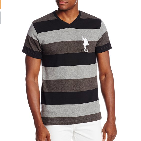 U.S. Polo Assn. Men's Short Sleeve V-Neck Tri-Color T-Shirt $12.65