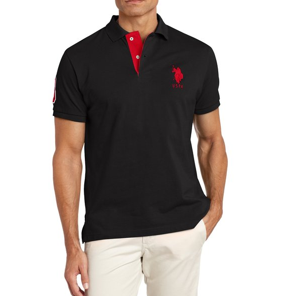 U.S. Polo Assn. Men's Solid Polo with Contrast Striped Underside Of Collar $19.99 