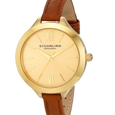 Stuhrling Original Women's 975.03 Vogue Gold-Tone Watch with Tan Leather Band $49.99