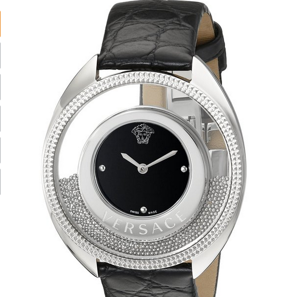 Versace Women's 86Q99D008 S009 Destiny Spirit Stainless Steel Micro-Spheres Watch with Black Leather Band $731.62
