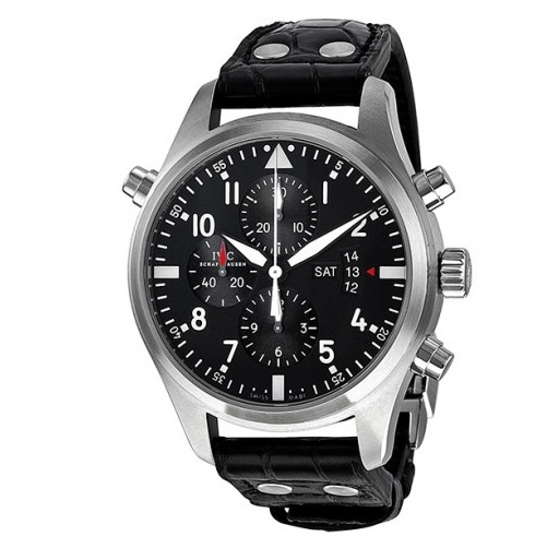 IWC Double Chronograph Pilots Black Dial Leather Men's Watch Iw377801, only $6945, free shipping