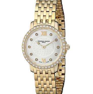 Frederique Constant Women's FC200WHDSD5B Slim Line Analog Display Swiss Quartz Gold Watch $663.99