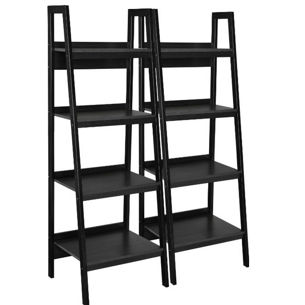 Altra Furniture Metal Frame Bundle Bookcase Ladder, Black, Set of 2 $102.52