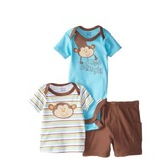 Gerber Baby Boys' 3 Piece Bodysuit Shirt Short Set $7.99 