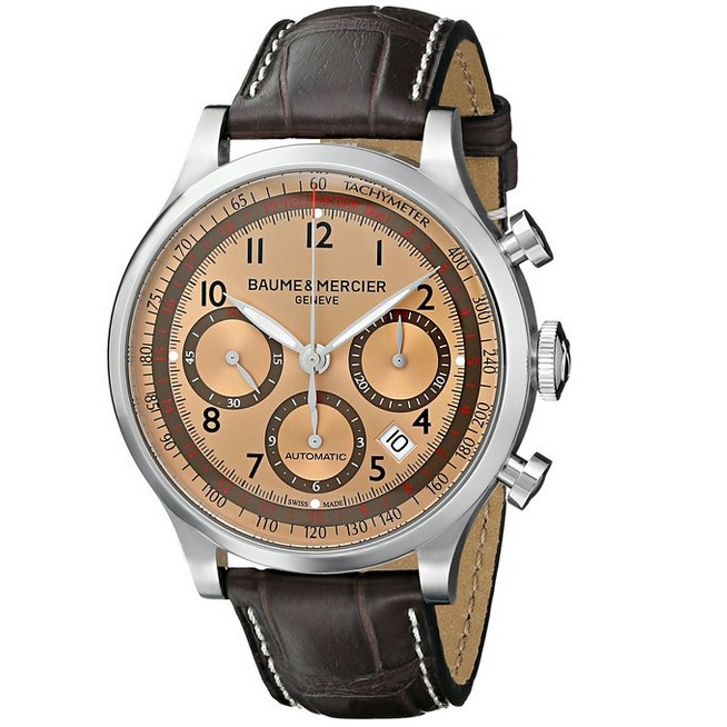 Baume and Mercier Capeland Brown Sun Satin Dial Chronograph Men's Watch 10045 Item No. 10045, only $1,199.00, free shipping