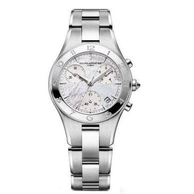 Baume and Mercier Linea Chronograph Mother of Pearl Ladies Watch 10012, only $579.00, free shipping after using coupon code