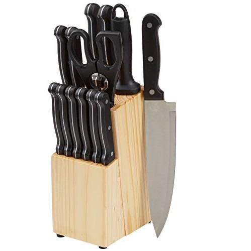AmazonBasics 厨用刀具刀架14件套，原价$29.99，现仅售$19.27