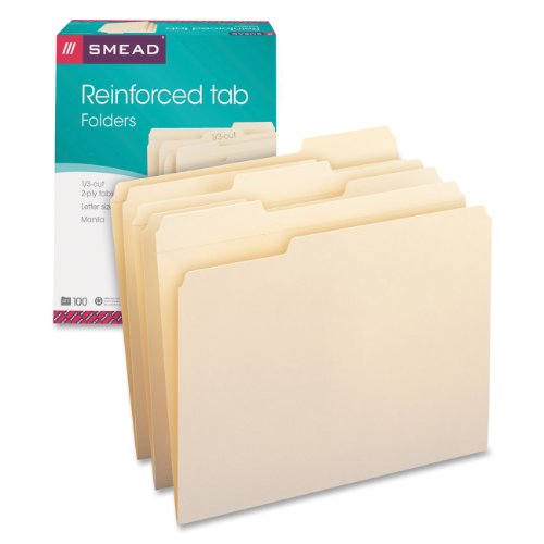 Smead File Folder, Reinforced 1/3-Cut Tab, Letter Size, Manila, 100 Per Box (10334), only $12.23 after clipping coupon