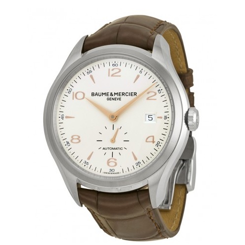 Baume and Mercier Clifton Silver Dial Stainless Steel Brown Leather Men's Watch Item No. 10054, only $995.00, free shipping after using coupon code