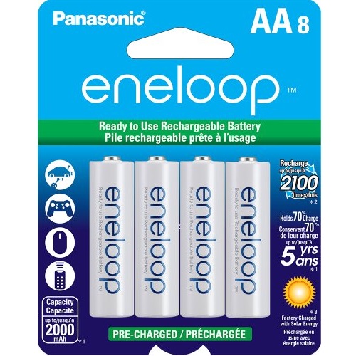 Panasonic BK-3MCCA8BA eneloop AA New 2100 Cycle Ni-MH Pre-Charged Rechargeable Batteries, 8 Pack, only $14.70, free shipping after using SS