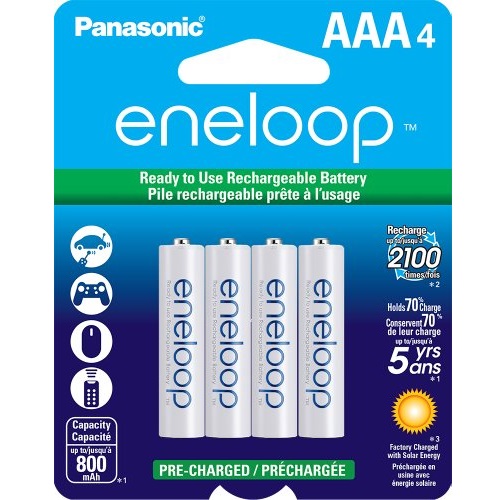 Panasonic BK-4MCCA4BA eneloop AAA New 2100 Cycle Ni-MH Pre-Charged Rechargeable Batteries, 4 Pack, only $7.60