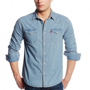 Levi's Men's Standard Barstow Denim Western Snap-Up Shirt，only $25.00