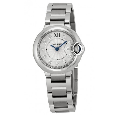 CARTIER Ballon Bleu Silver Diamond Dial Stainless Steel Ladies Watch Item No. WE902073, only $4,490.00, free shipping after using coupon code 