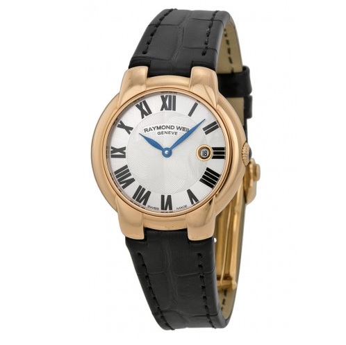 RAYMOND WEIL Jasmine Silver Dial Black Leather Ladies Watch 5229-PC5-01659, only $449.00, free shipping