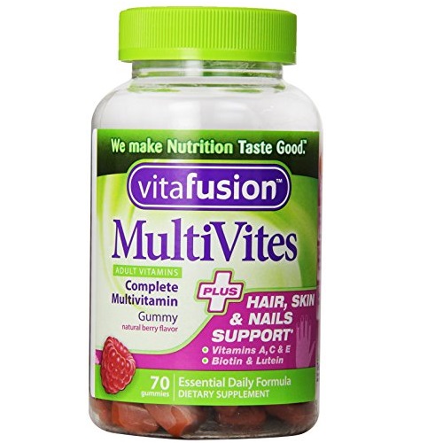 Vitafusion Multivites 综合维生素软糖，含生物素，叶黄素，70粒，原价$11.69，现点击coupon后仅售$8.40