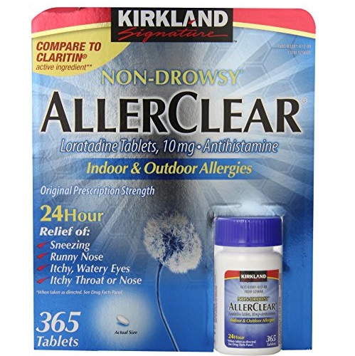 Kirkland Signature Non Drowsy Allerclear Loratadine Tablets, Antihistamine, 10mg, 365-Count, only $9.99 