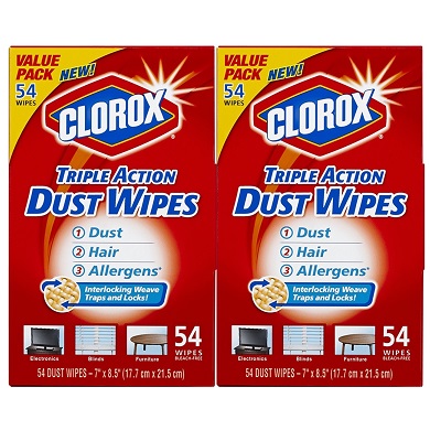 Clorox Triple Action Dust Wipes - 54 Count Each (Pack fo 3), only $7.50, free shipping after clipping coupon and using SS