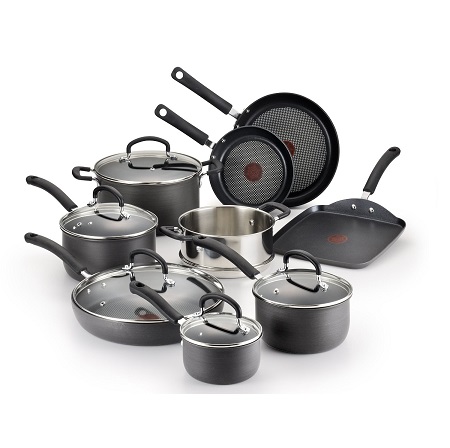 T-fal E918SE Ultimate Hard Anodized Nonstick Dishwasher Safe Oven Safe Cookware Set, 14-Piece, Black , only $129.99 , free shipping