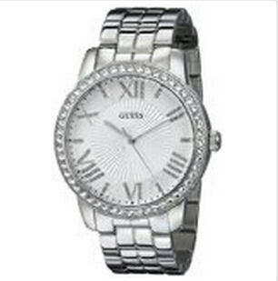 GUESS Women's U0329L1 Crystal-Accented Stainless Steel Watch，$70.40  & FREE Shipping