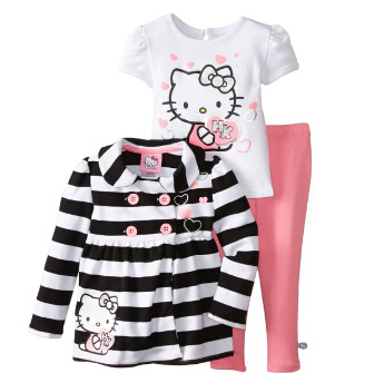 半價！又萌又實用！Hello Kitty 小女孩春夏三件套裝，原價$40.00，現僅$20！