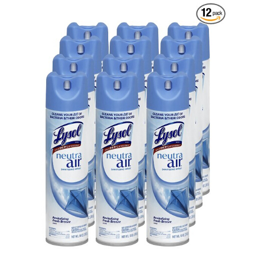 Lysol Neutra Air Sanitizing Spray Air Freshener, Revitalizing Fresh Breeze, 10 Ounce (Pack of 12)