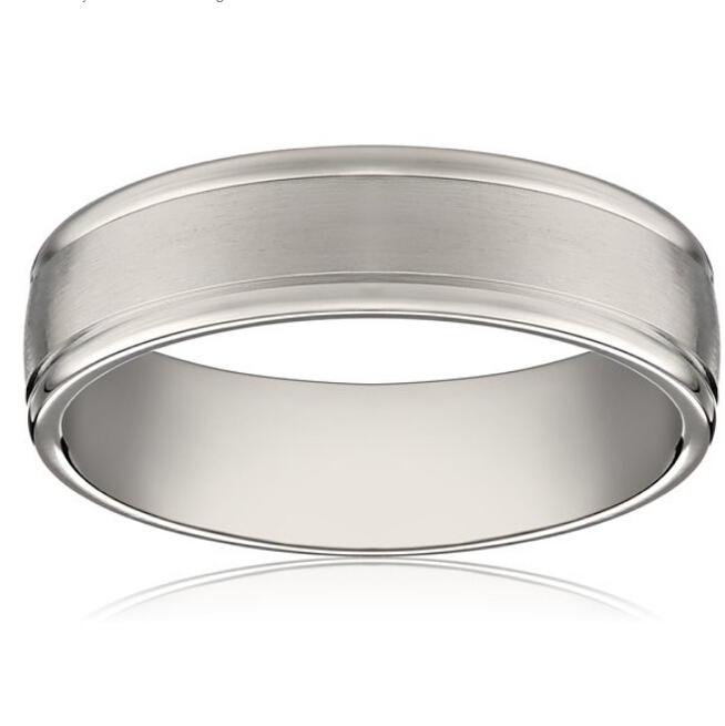 Men's 14k White Gold 6mm Comfort Fit Plain Wedding Band with Satin Center，$306.78  & FREE Shipping