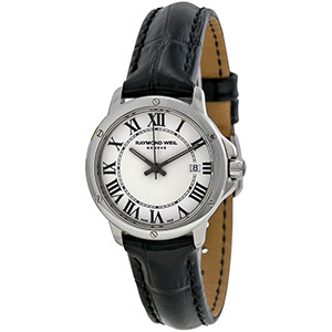 Raymond Weil Tango White Dial Black Leather Ladies Watch 5391-L1-00300, only $299.00, free shipping