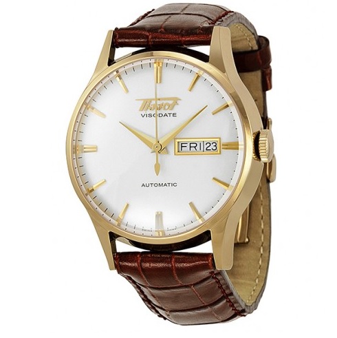 TISSOT Visodate Automatic White Dial Brown Leather Men's Watch, only $389.00, free shipping after using coupon code 