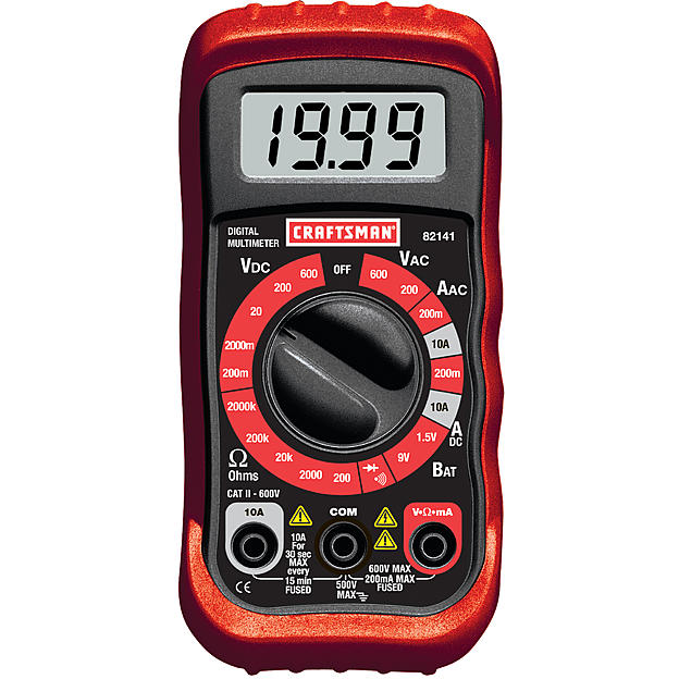 Craftsman Multimeter, Digital, with 8 Functions and 20 Ranges, only $9.99