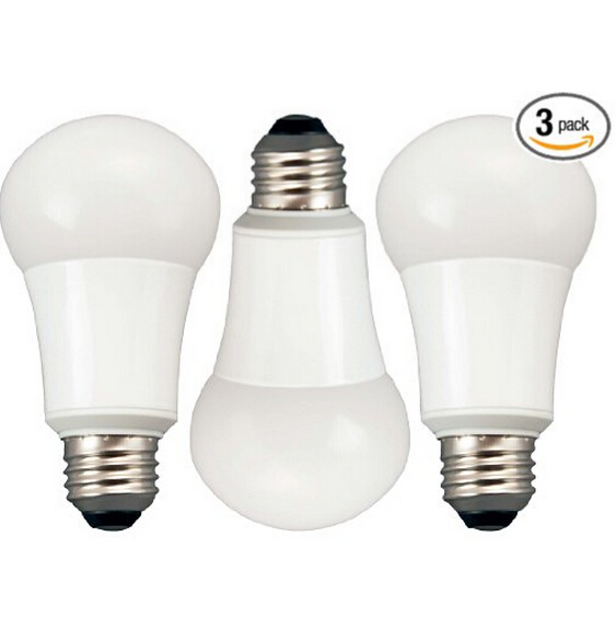 史低！可用22年的灯泡！TCP LED A19  60瓦等效(10W)节能灯泡，3支装，现仅$16.00 免运费！