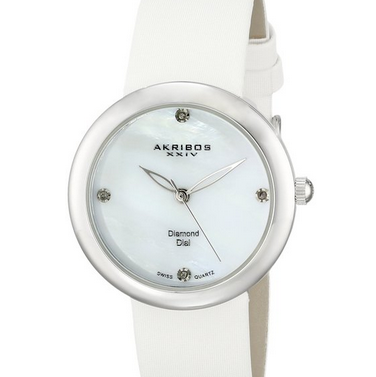 平價鑲鑽腕錶，簡約高貴！Akribos XXIV  AK687SS 鑲鑽瑞士石英女士腕錶 原價$195.00 現特價只要$34.99(82%off)包郵