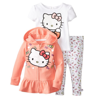 Hello Kitty 女寶春夏3件套裝，原價$40.00，現僅售$16.47 