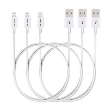 [Apple MFI Certified] [3-Pack]Poweradd™ 8-Pin Lightning to USB Charge and Sync Cable for iPhone 6 Plus / 6 / 5s / 5c / 5, iPad Air / Mini2 / Mini / 4th, iPod touch 5th and iPod nano 7th - 3.3 Feet / 1M    $14.99