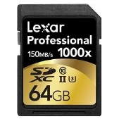 Lexar雷克沙Professional 1000x USH-II/U3 64GB高速SD卡，2个装 $49.95 免运费
