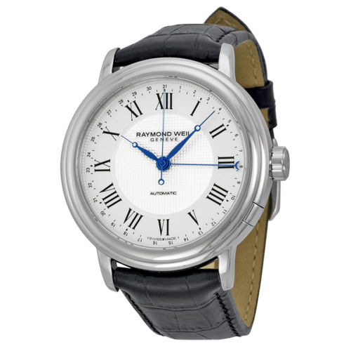 Raymond Weil Maestro Automatic Silver Dial Black Leather Mens Watch 2851STC00659, only $729.99, free shipping