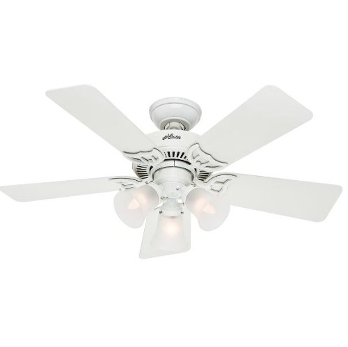 Hunter 51010 Southern Breeze 42-inch White Ceiling Fan with Five White/Bleached Oak Blades and Frosted Glass Light Kit,only $71.39, free shipping