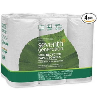 Seventh Generation White Paper Towels, 2-ply, 140-sheet Rolls, 6-Count (Pack of 4) (Packaging may vary)  $30.36 Free Shipping