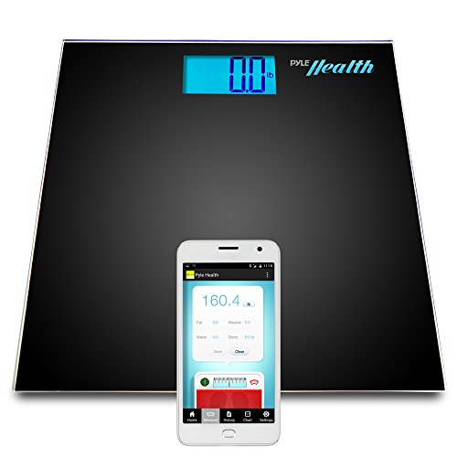 Pyle Smart Bathroom Body Scale with Bluetooth Wireless Smartphone Tracking for iPhone iPad & Android Devices (Black), only $25.25 