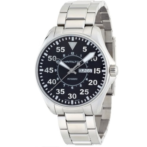 Hamilton Men's H64611135 Khaki Pilot Black Day Date Dial Watch, only $376.39, free shipping