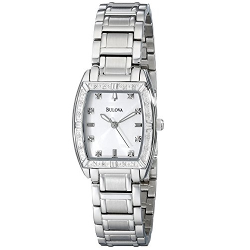 好價！Bulova 寶路華96R162 鑲鑽 珍珠母貝錶盤 女士石英腕錶， 原價$425.00，現僅售$99.75 ，免運費