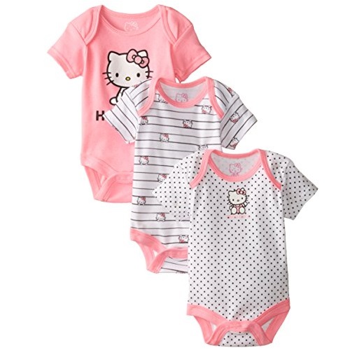 Hello Kitty 女寶新生兒-9個月純棉爬行衣三件套，原價$20.00，現僅售$9.22