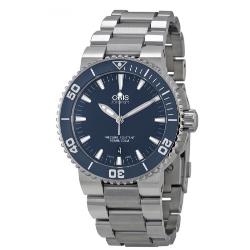 Jomashop：Oris 豪利時 Aquis Blue Dial 733-7653-4155MB 男士自動上鏈機械腕錶，原價$1,850.00，現僅售$995.00，免運費