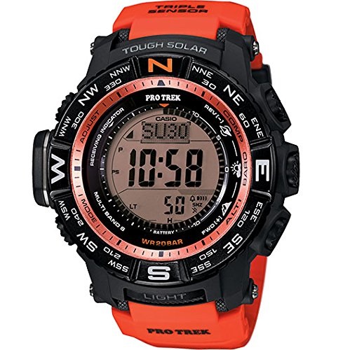 Casio Men's PRW-3500Y-4CR Atomic Black Digital Watch with Red Resin Band, only $142.76 , free shipping