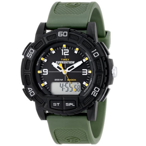 Timex Men's T49967 Expedition Double Shock Black/Green Resin Strap Watch, only $25.47, free shipping