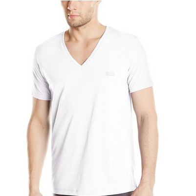 BOSS HUGO BOSS Men's Pique Deep V-Neck T-Shirt $15.04