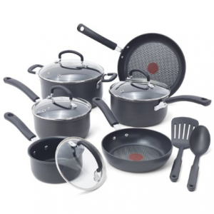 T-fal E918SA Ultimate Hard Anodized Durable Nonstick Expert Interior Thermo-Spot Heat Indicator Anti-Warp Base Dishwasher Safe PFOA Free Oven Safe Cookware Set, 12-Piece, Gray, only $102.99, free shipping